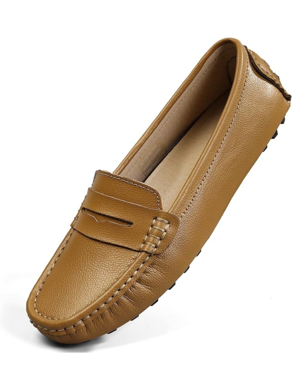 Women's Brown Slip on Round Toe Backless Slides Casual Buckle Flat Loafers Shoes